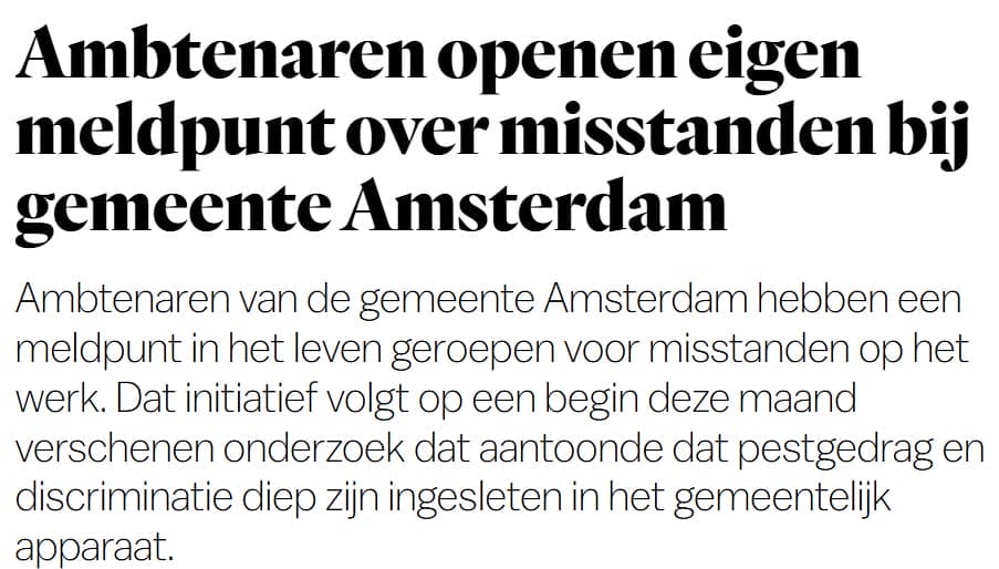 Misstand gemeente Amsterdam